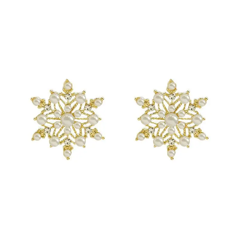 Snowflake Pearl Elegant Romantic Commute S Stud Earrings for Women Gift Earrings Jewelry Wholesale