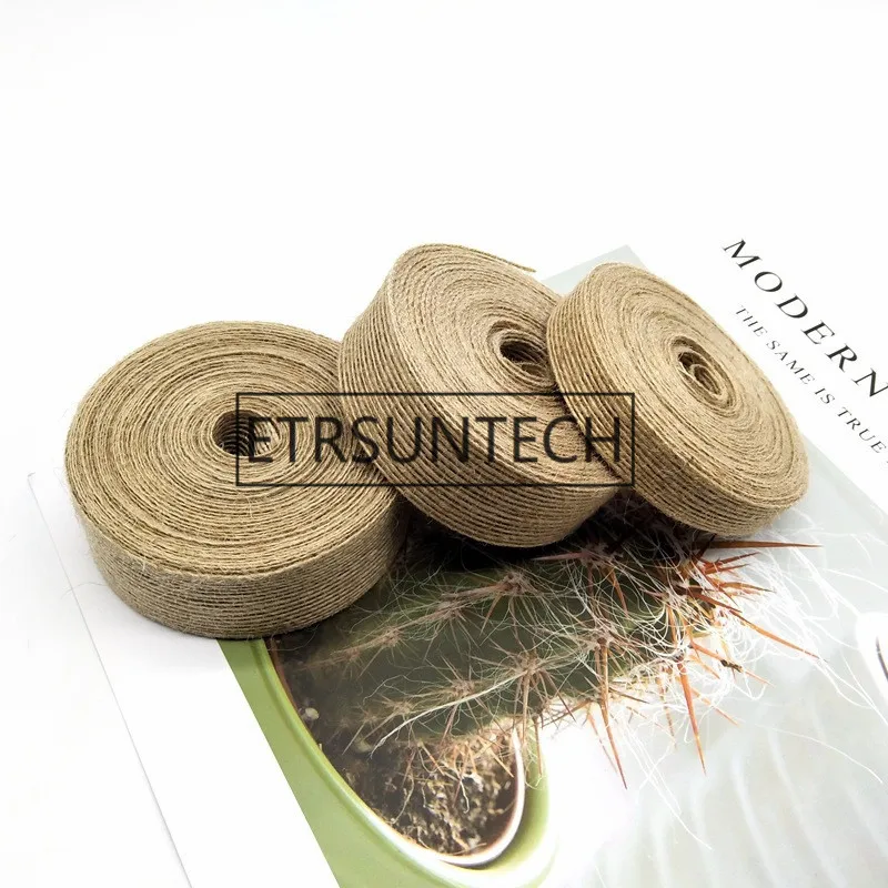 100pcs Burlap Flat Cords Ribbon Vintage Rustic Rope Party Decoration Christmas Wedding Halloween Party Gift Ribbons