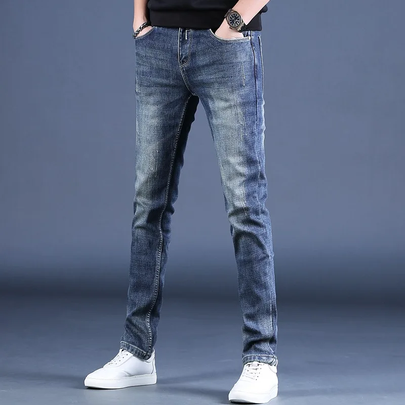 Men Fashion Jeans Casual Pants Blue Straight Fit Jean Streetwear Clothing Classic Mens Denim Trousers pantalones hombre vaqueros