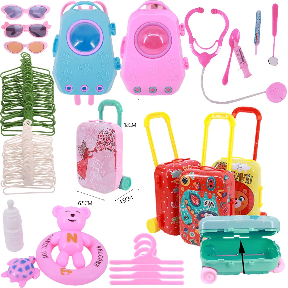 Doll Accessories Mini Suitcase/Medical Appliance/Hanger For 14.5Inch Wellie Wisher&32-34Cm Paola Reina Doll Clothes Storage,Gift