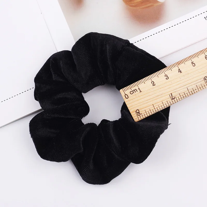 Vintage Korean Velvet Hair Scrunchie Elastic Hair Bands Girls Hair Accessories Solid Color Headdress Pleated Headband For Women