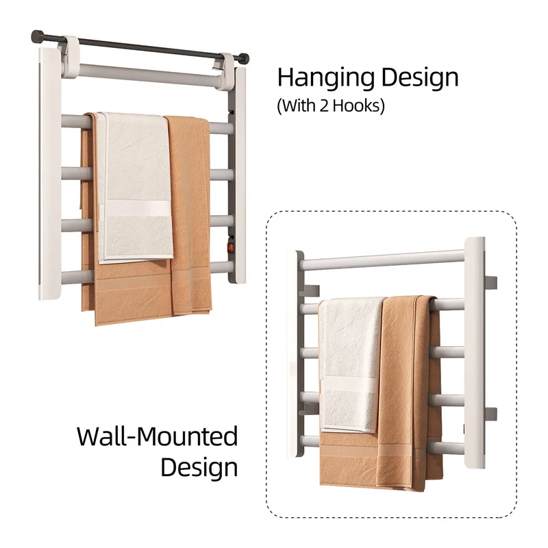 Elektryczny wieszak na ręczniki suszarka do szyny grzałka ciepła półka na akcesoria łazienkowe stała temperatura wodoodporny aluminium MJ13