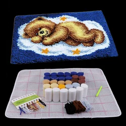 DIY Bear Latch Hook Rug Kits with Basic Tool and Instruction for Rug Making Cross Stitch Crocheting Cushion Embroidery