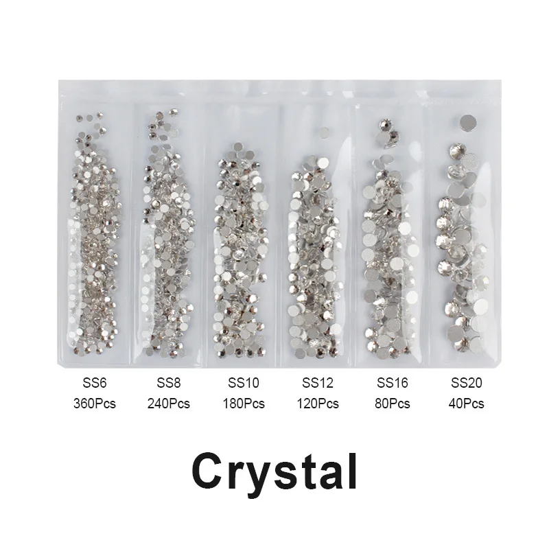 Nail art Rhinestones SS6-SS20 Mocha Luminous Glass Crystal 6 Grid Mix size Packing For Nails Art Decorations Accessories