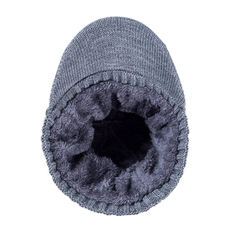 Unisex Warm Winter Hats Stylish Add Fur Lined Soft Beanie Cap With Brim Thick Winter Knitted Hats For Men & Women Dropshipping