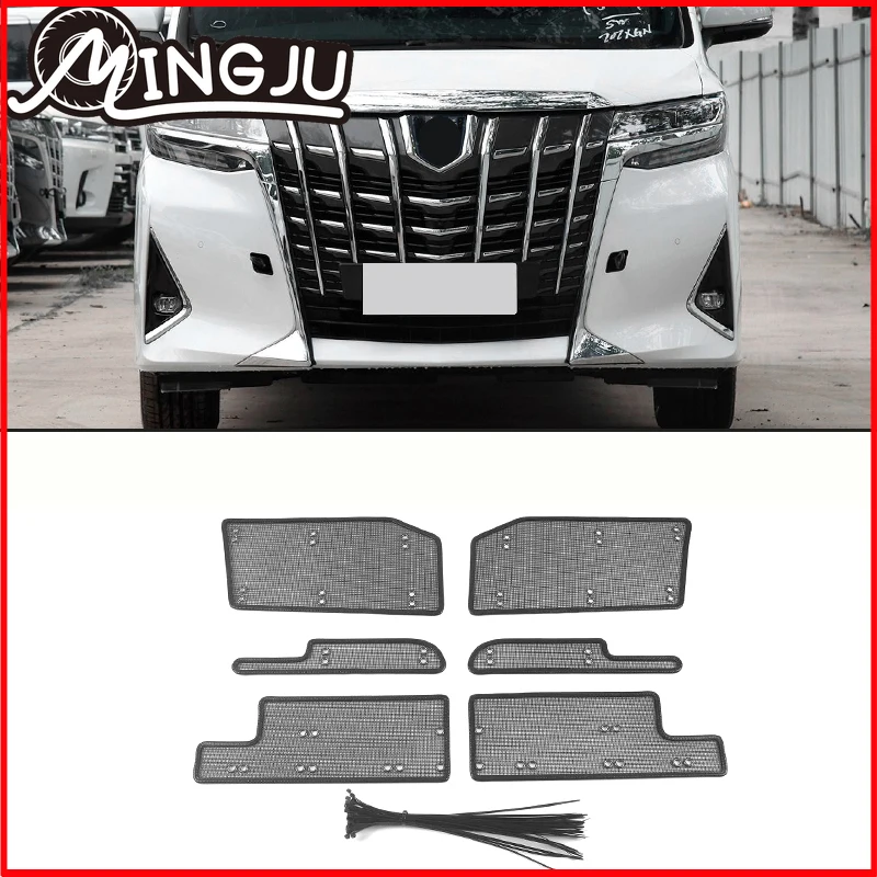 

For Toyota Alphard AH30 2019 2020 2021 Car Accessory Front Grille Insert Net Anti-insect Dust Garbage Proof Stainless Cover