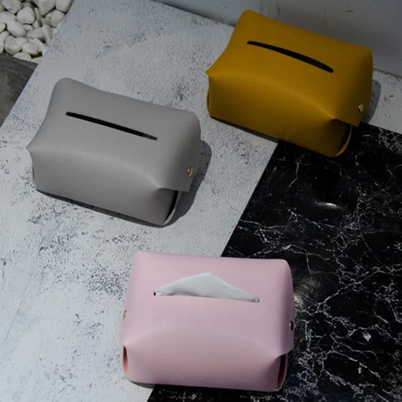 Leather Tissue Box Car Toilet Household Simple Waterproof Carton living room Decoration Bedroom Kitchen Desktop Storage Box