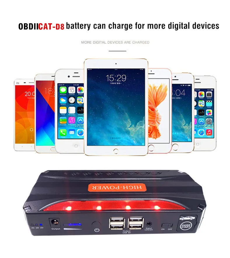 OBDIICAT ใหม่รถ Jump Starter High แบตสำรองรถที่ชาร์จแบตเตอรี่3.5L/6L รถฉุกเฉิน Booster ราคาเริ่มต้นที่อุปกรณ์