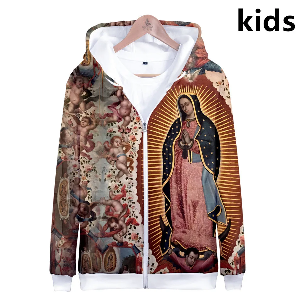 

3 To 14 Years Kids Hoodies Our Lady Of Guadalupe Virgin Mary Catholic Mexico Sweatshirt Boys Girls Casual Jackets Children Coats