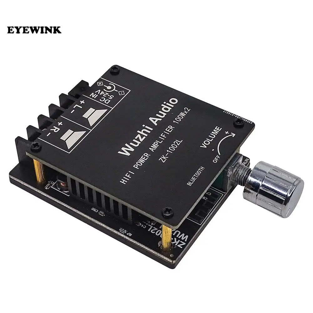 ZK-1002L 100WX2 Mini Bluetooth 5.0 Wireless Audio Power Digital Amplifier Board Stereo Amp DC 12V 24V