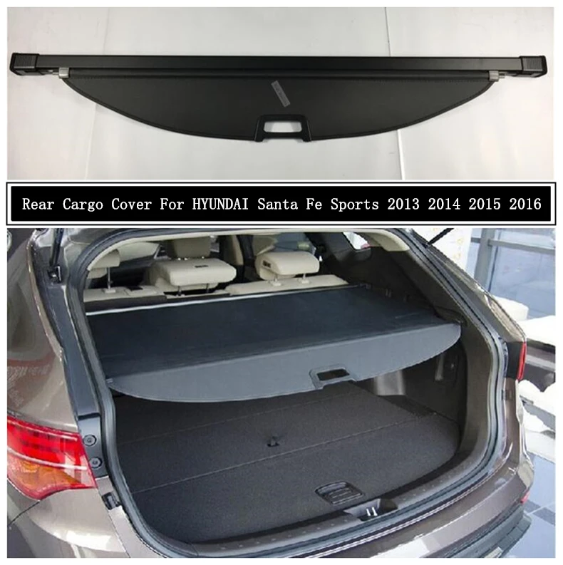 Rear Cargo Cover For HYUNDAI Santa Fe Sports 2013 14 2015 2016 Partition Curtain Screen Shade Trunk Security Shield Accessories