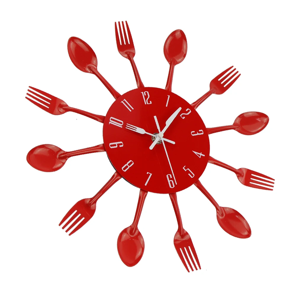 Posate cucina orologio da parete silenzioso posate in acciaio inox orologi coltello e forchetta cucchiaio orologio da parete cucina decorazioni per
