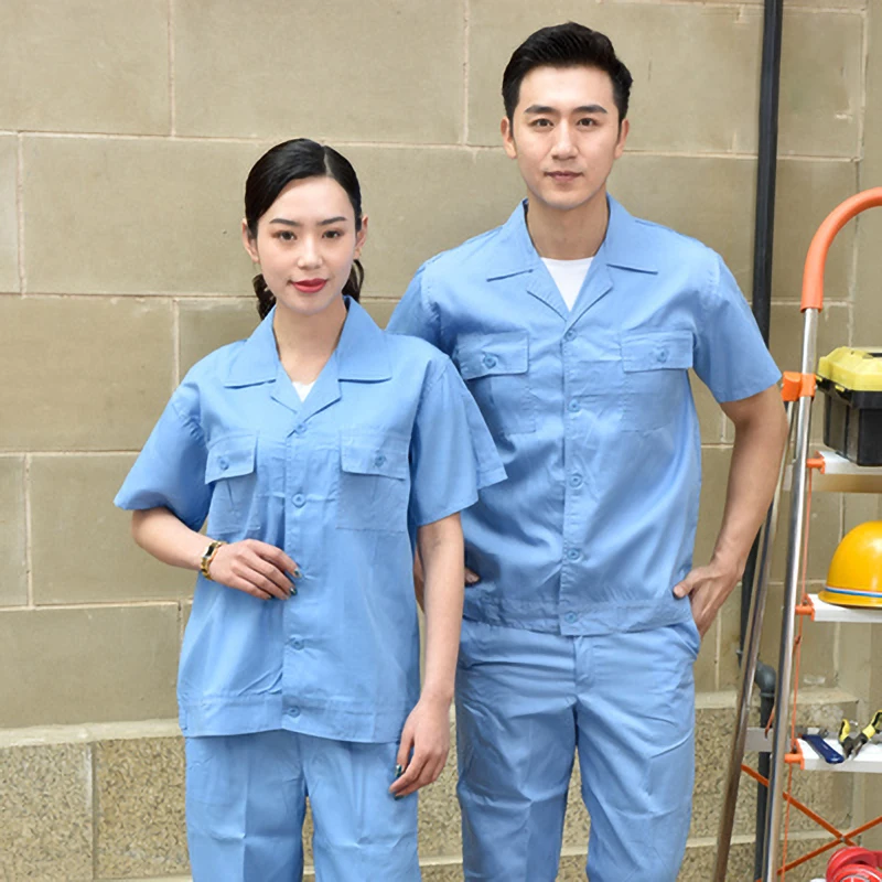 

Short Sleeve Jacket Pants Work Clothing Men Women Summer Workshop Work Uniform Welding Suit Auto Repair Labor Mechanic Coveralls