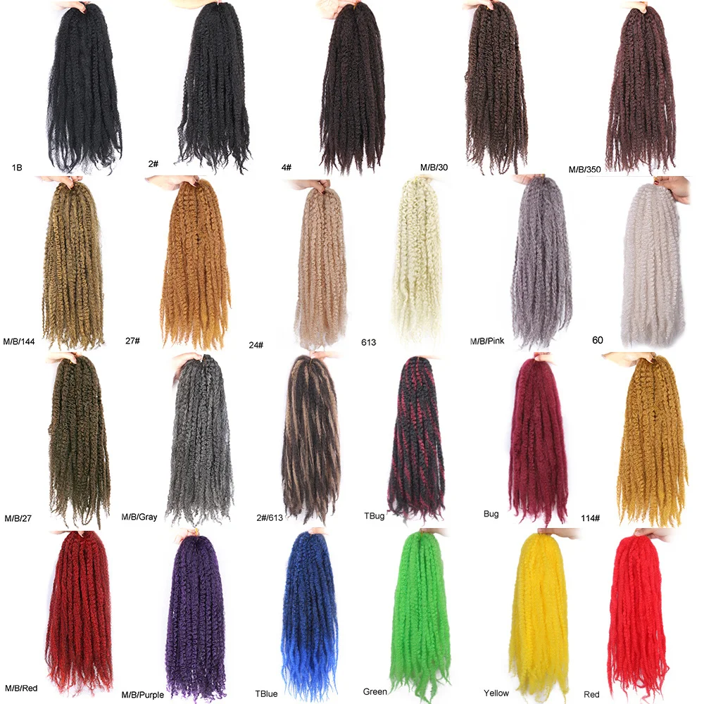 Chorliss 18Inch Synthetic Afro Puff Marley Braids Hair Long Crochet Kinky Curly Hair Wonder Lady Hair Extensions Blonde Grey Red