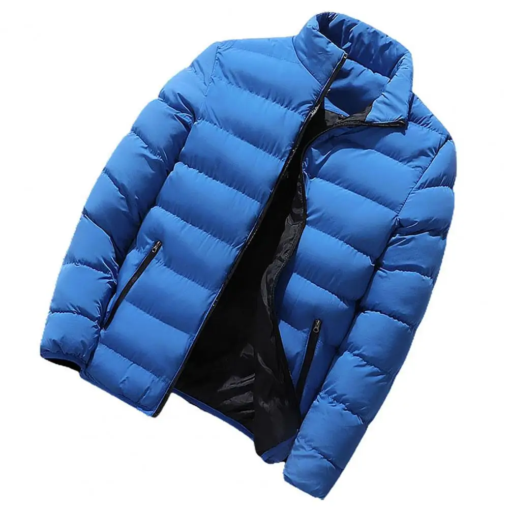 Oversize Men Down Coat Jacket Zipper Windbreak Warm Thick Cardigan Stand Collar Down Outerwear Winter 2021