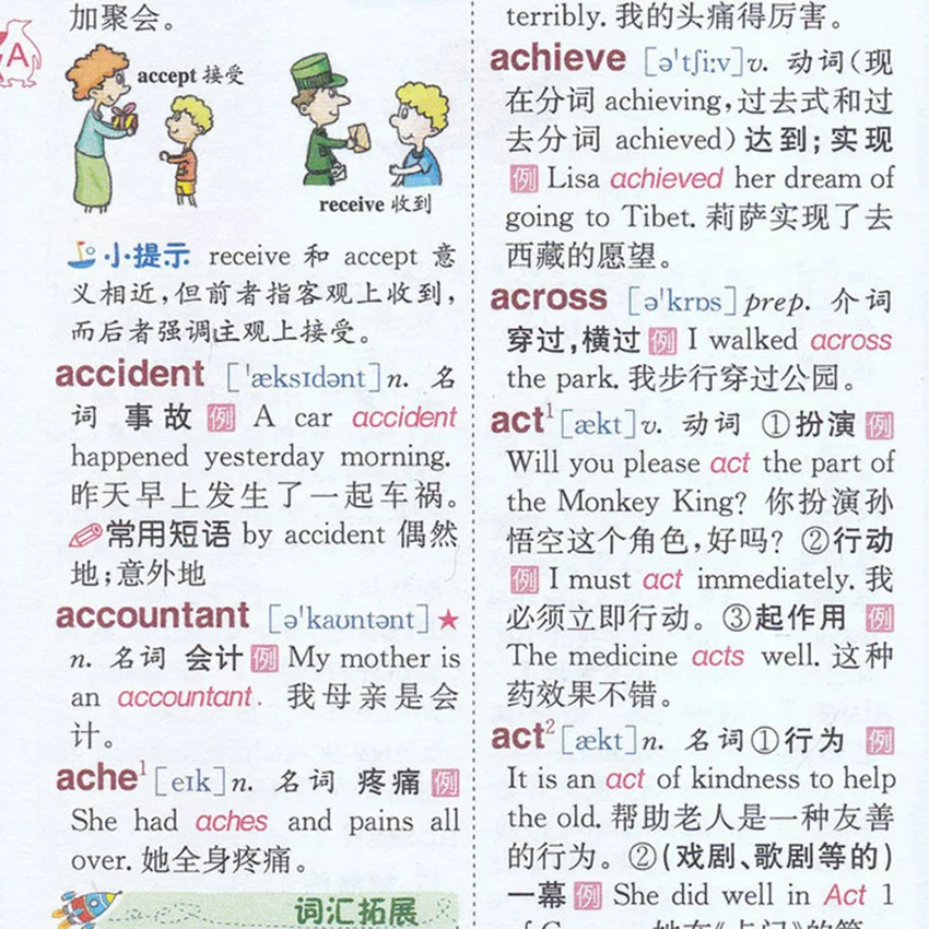 New Pupils Multifunction English Dictionary Learn to English Word Tool Book