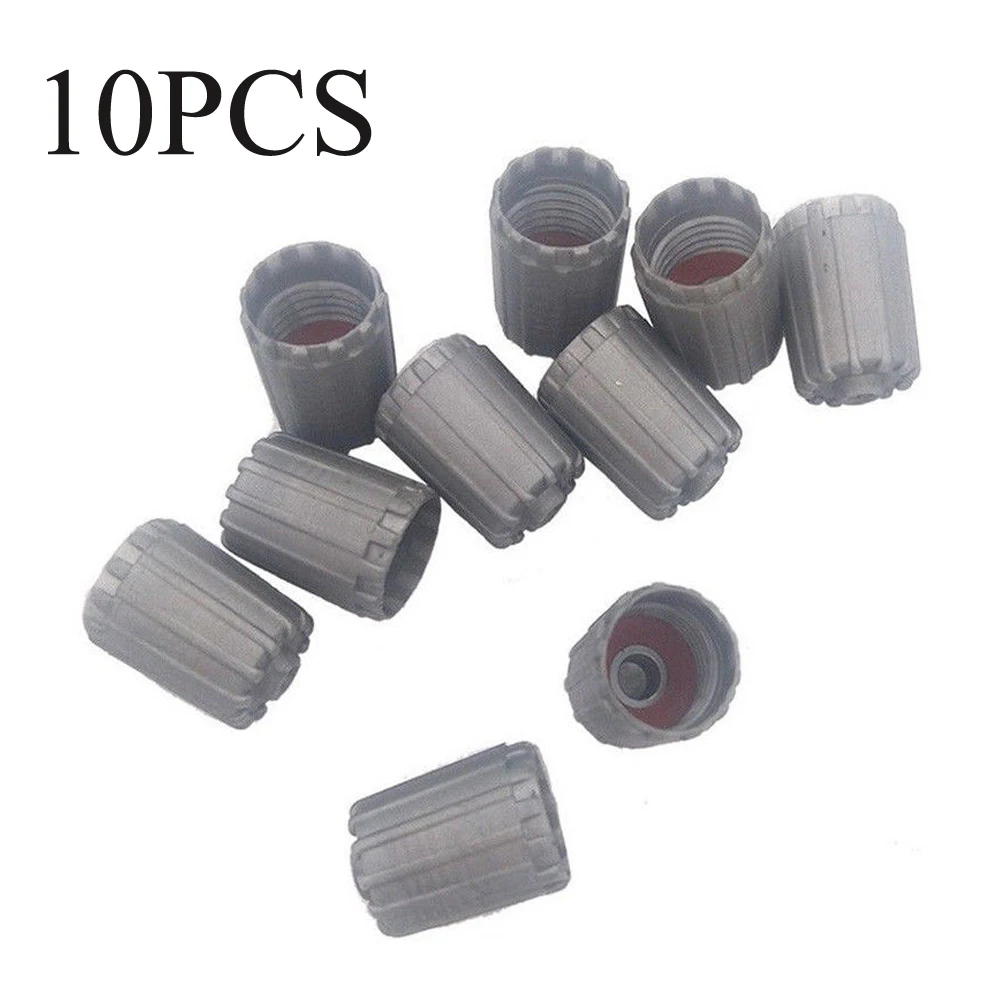 10Pcs/Set Plastic Gray Car Tire Valve Stem Cap TPMS Tire Cap With Gasket Tire Valve Stem Caps Auto Car Replacement Accessories