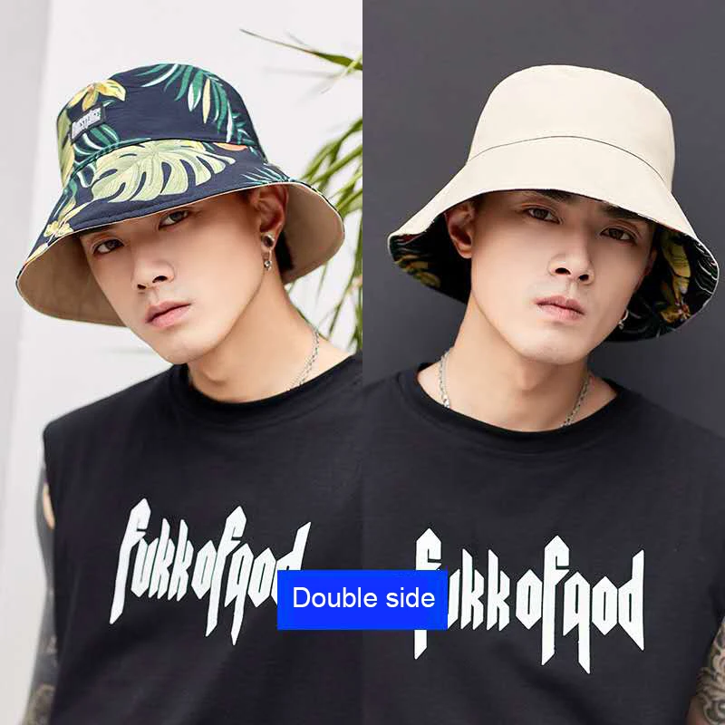 Double Sided Large Size Autumn Winter Panama Hats for Men Outdoor Sunscreen Warm Bucket Hat Male Basin Cap Sun Cap Fisherman Hat