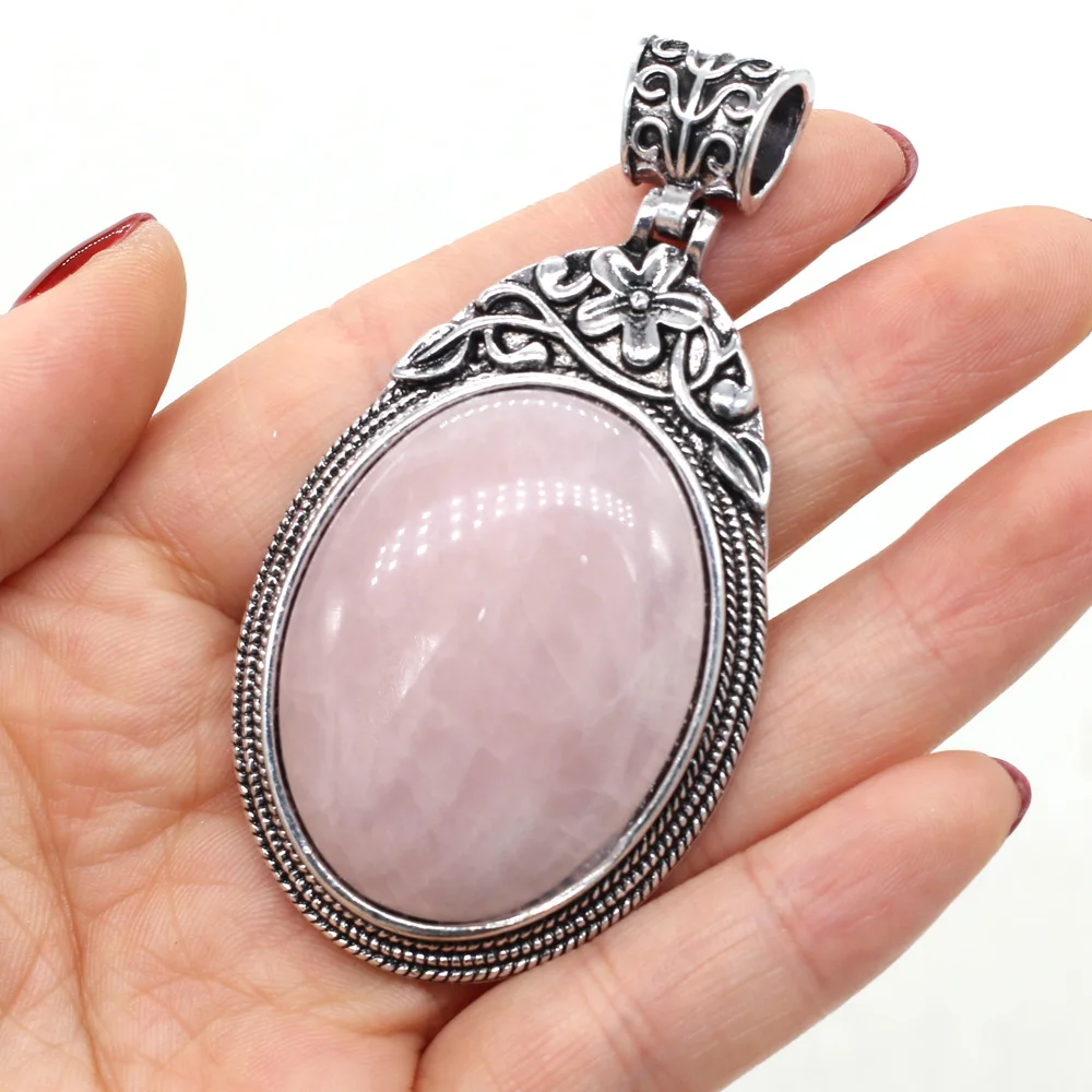 Natural Stone Pendants Oval Shape Lapis Lazuli Green Onyx for Jewelry Making DIY Necklace Gifts