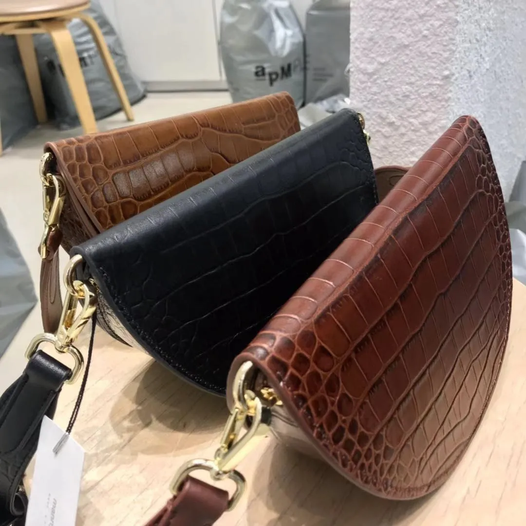 Women Crossbody Bag Fashion Crocodile Semicircle Saddle Bags PU Leather Shoulder Crossbody Bags female Handbags designer bolsas