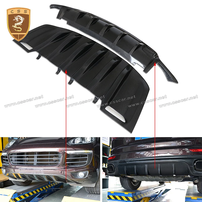 CSSYL Car Styling Real Carbon Fiber Car Front Rear Diffuser Guards For Porsche Cayenne 958 2015-2017 Vehicle Decorative 00985