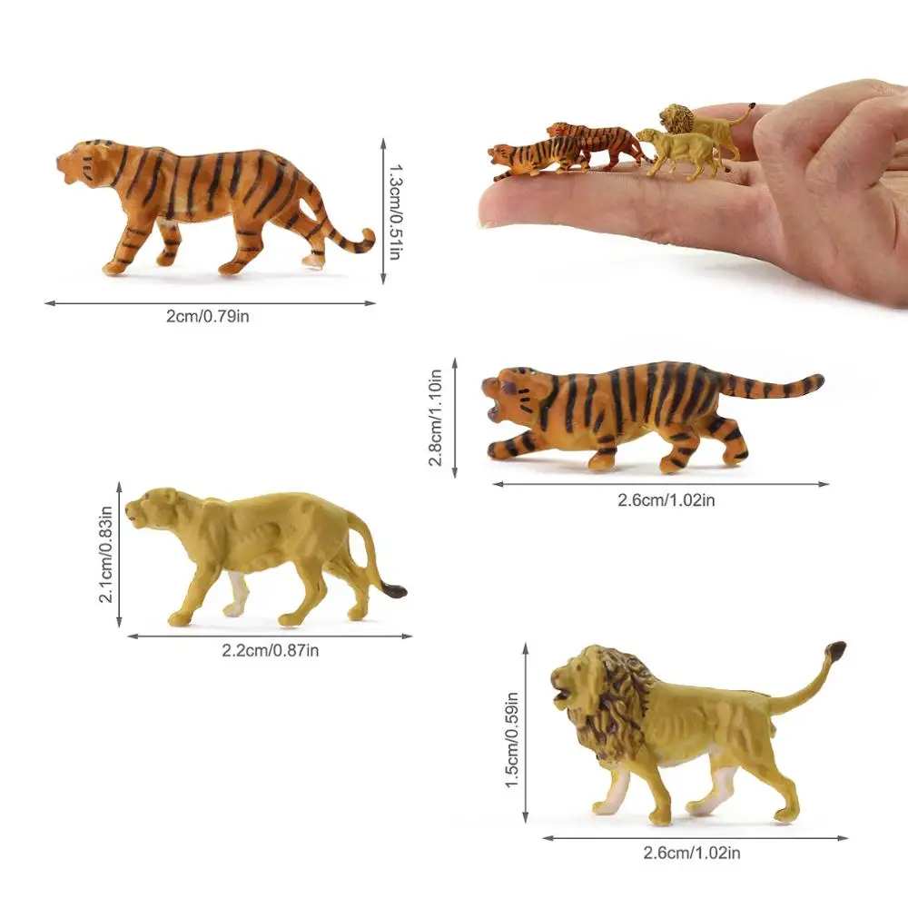 Evemodel Animals 12pcs Model Railway HO Scale 1:87 Painted PVC Tigers Lions Wild Animal Zoo Layout AN8715