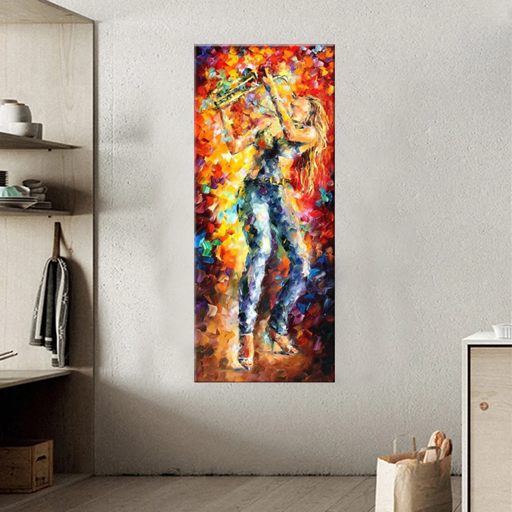 Hot Selling Abstract Lady Playing Saxophone Oil Painting On Canvas Woman With Music Oil Painting For Wall Decoration Art