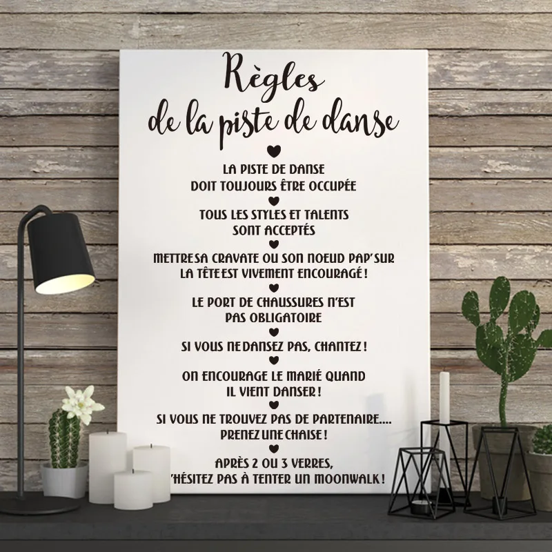 French Stickers Rules Of The Dance Floor Vinyl Wall Decal Mural Art Wallpaper Dance Hall Home Decor Living Room House Decoration