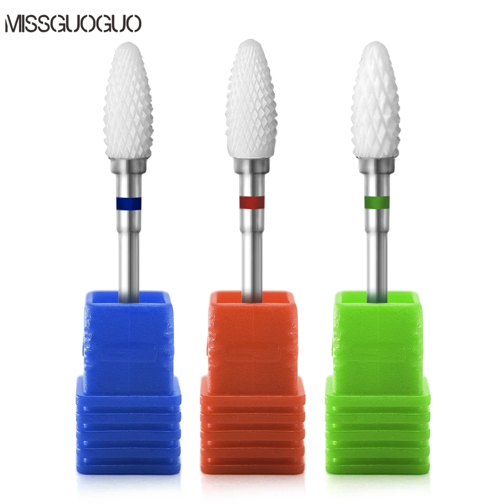 

Missguoguo 3pcs/set Ceramic Nail Drill Bit Electric Nail Mills Cutter for Manicure Machine Pedicure Nail Files Bullet Nail Drill