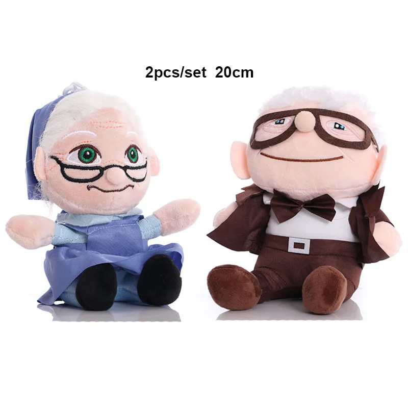 2pcs/set 15/20cm Brinquedos the Movie UP Carl Grandfather Grandmother Cartoon Stuffed Soft Plush Toys Carl Up Plushes Kids Gifts