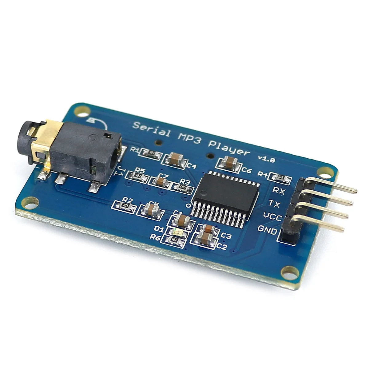 Синий модуль MP3 UART, последовательный mp3-плеер с выходом для наушников, микроsd-карта, звуковой модуль для Arduino