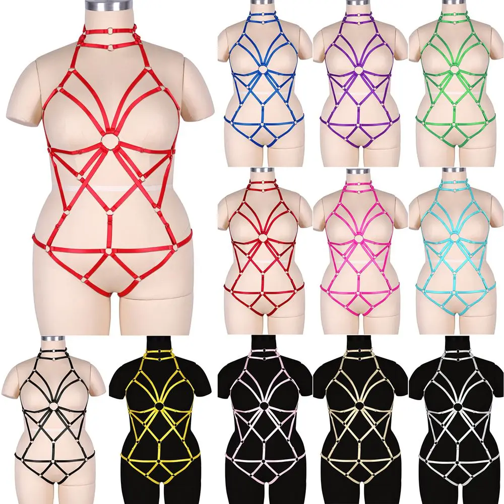 

Sexy Rave Outfit Bdsm Harness For Busty Women Straps Plus Size Lingerie Set Suspender Belt Erotic Stockings Punk Goth Garters