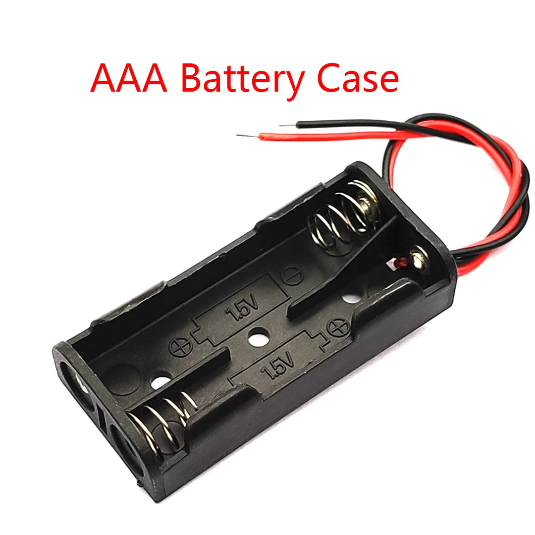 10 Pcs 2 Slot AAA Battery Clip Case AAA Battery Holder Box With Wire Leads DIY 2AAA Battery Storage Case 3V