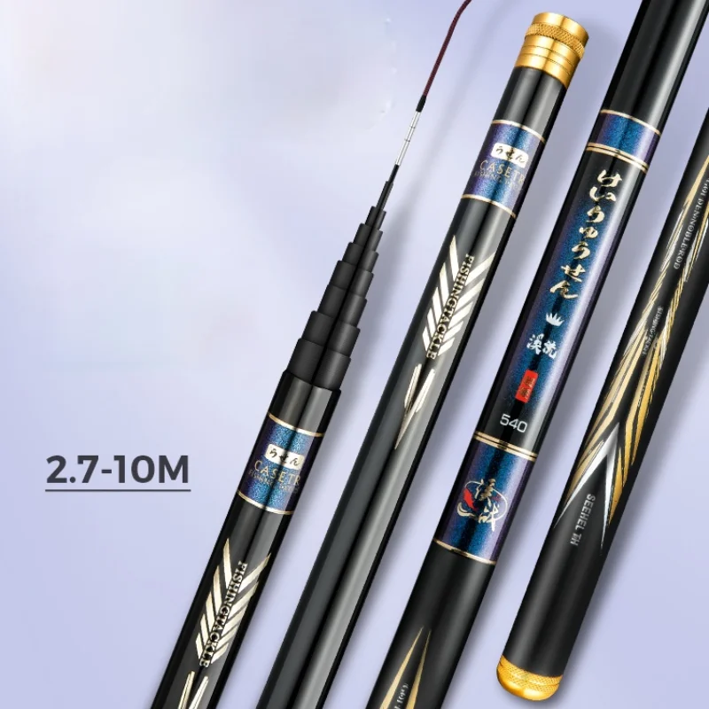 2.7m-10.0m Stream Rod Carbon Fiber Telescopic Fishing Rod Super Hard Ultra Light Carp Wedkarstwo Olta Short Section Hand Canne