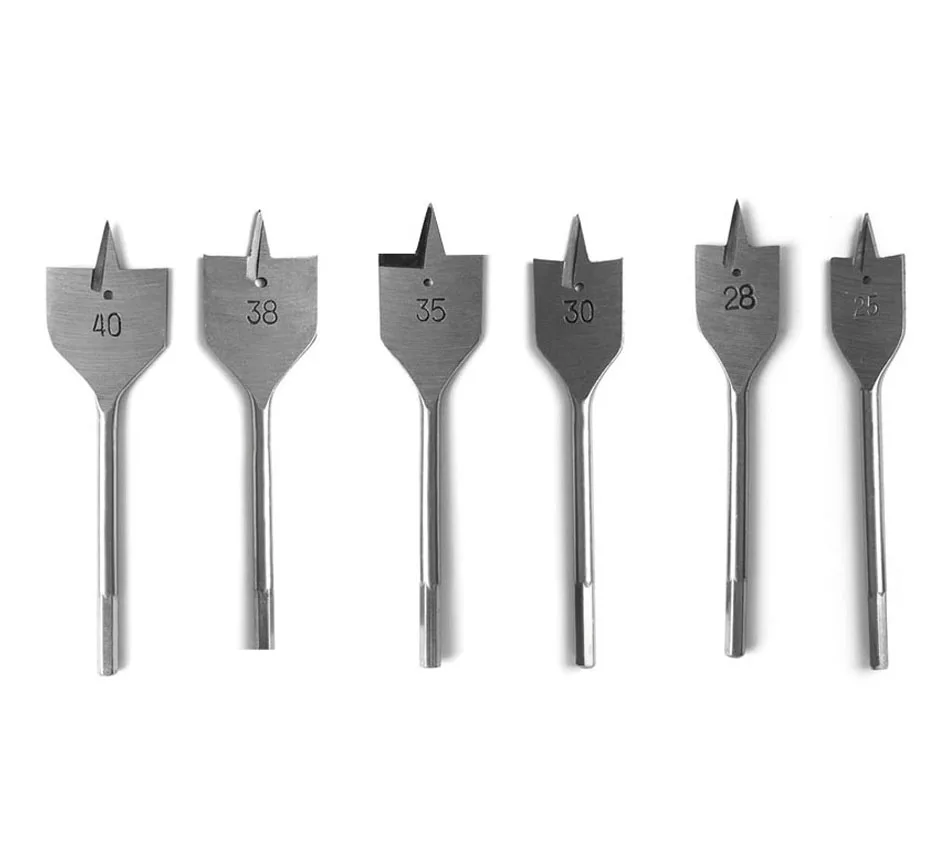 4 types 6Pc/set Flat Drill Long High-carbon Steel Wood Flat Drill Set Woodworking Spade Drill Bits Durable Woodworking Tool Sets
