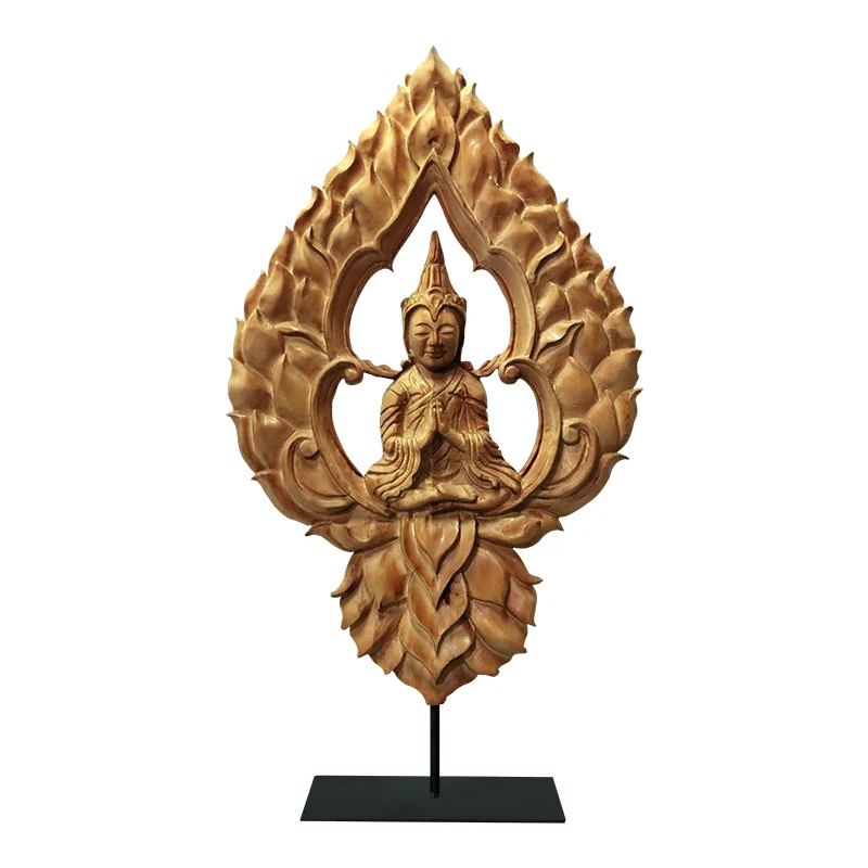 

Southeast Asia Thai Style Buddha Ornament Wood Carving Crafts Home Hallway Decoration Model Room Sculpture Installation Art