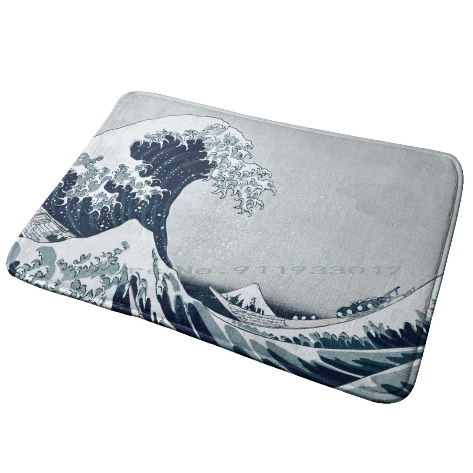 Under The Wave Off Kanagawa-Blue Entrance Door Mat Bath Mat Rug Adventure Ready To Race Motorbike Biker Orange Monochrome X Bow