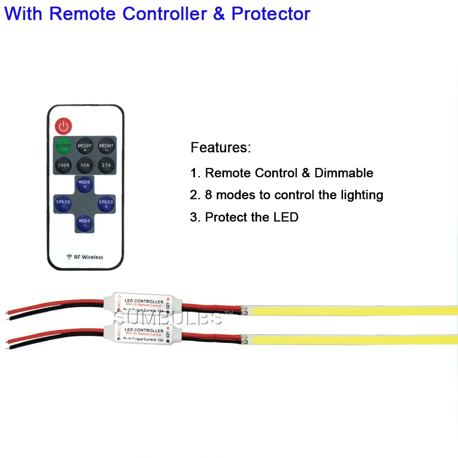 Dropshipping 10pcs 600*6mm Dimmable 12V COB LED Strip 60cm LED Bar Light 20W Warm Cold White Blue Red Lamp for DIY Car Lighting