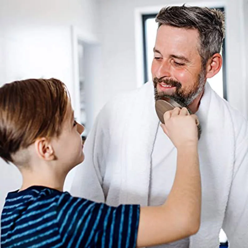 فرشاة شعر الخنزير الخشن للرجال ، مشط الخشب الطبيعي ، اللحية والشارب ، تجميل الوجه ، مجموعة الذكور ، عدة باربا #6