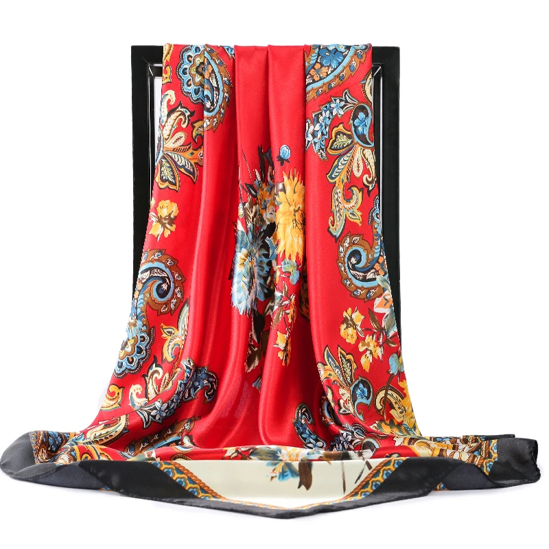 

Модная бандана, шарф для волос для женщин, искусственная шелковая атласная шаль, квадратная шаль, шарфы для женщин