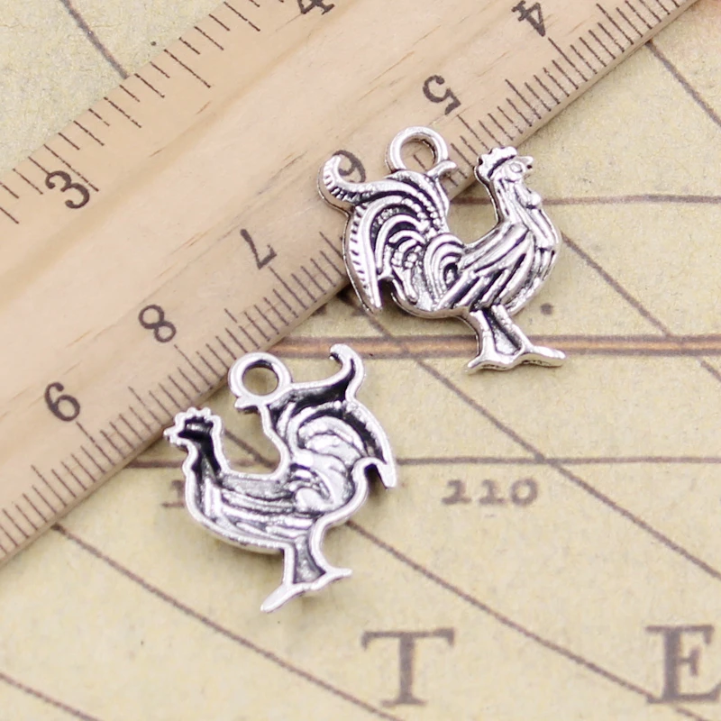 10pcs Charms Cock Rooster 22x18mm Tibetan Bronze Silver Color Pendants Antique Jewelry Making DIY Handmade Craft