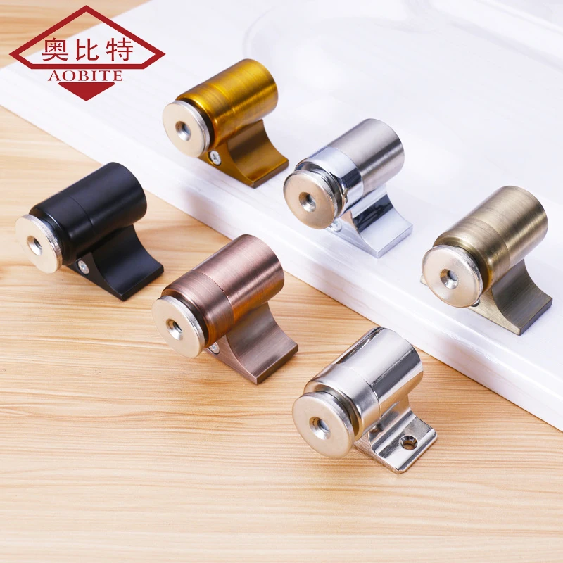 AOBT Stainless Steel Magnetic Door Stopper Sticker Hidden Door Holders Catch Floor Wall Mounted Nail-free Doorstop Door Hardware