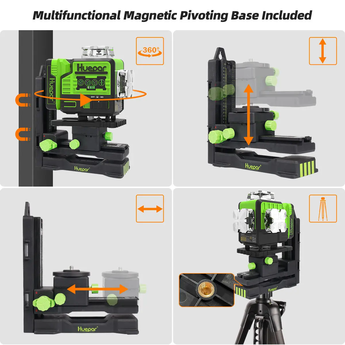 Huepar P04CG 16 linee incrociate Osram Green Beam Bluetooth e funzioni di controllo remoto livelli Laser 4D con custodia rigida