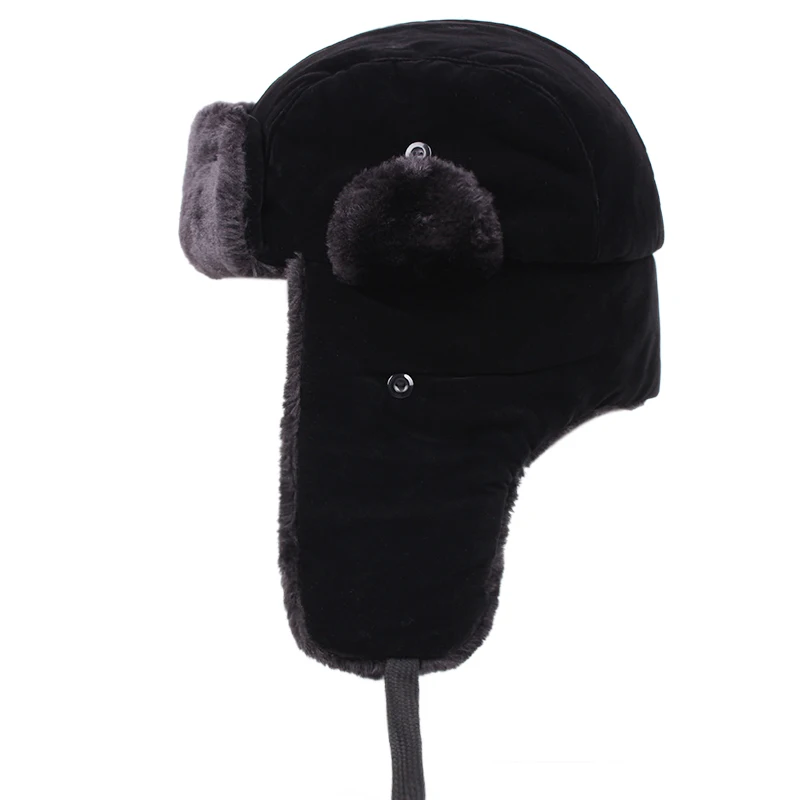 Sombrero de bombardero Ushanka ruso con insignia militar soviética, gorro de piloto de conejo de imitación, gorro de invierno con orejeras de piel,