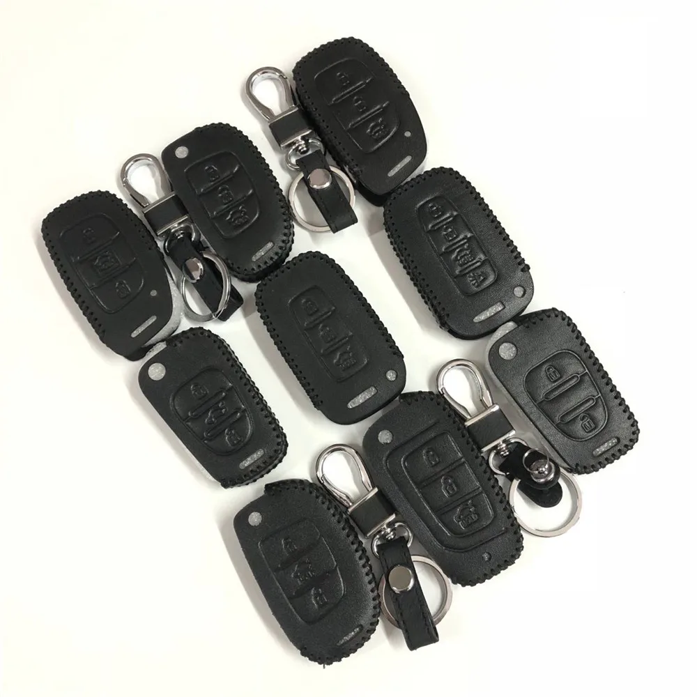 Leather Key Case Key Fob Cover keychain For Hyundai Tucson Creta ix25 ix35 i20 i30 HB20 Elantra Verna Mistra 2015 2016 2017 2018