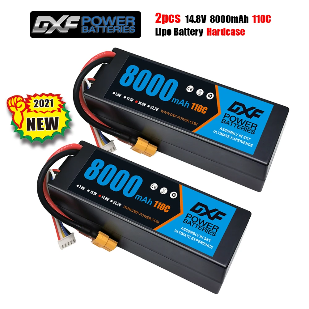 2 шт. DXF Батарея 2S 3S 4S lipo 7,4 V 11,1 V 14,8 V 8000 мА/ч, 110C 5 мм жесткие чехлы для автомобильных вертолет Quadcopter Грузовик Лодка