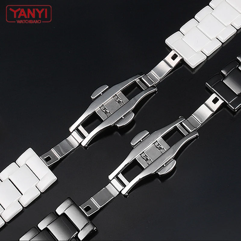 Notch Ceramic watchband 16-10mm 20-11mm 20-12mm watch strap for gc women man wristwatches band use  screw bar Butterfly buckle