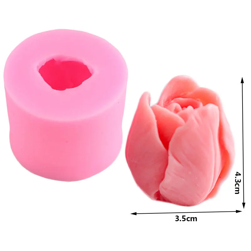 3D Tulip Candle Mold Handmade Flower Soap Silicone Mold Plaster Aromatherapy Molds Chocolate Candy Fondant Cake Decorating Tools