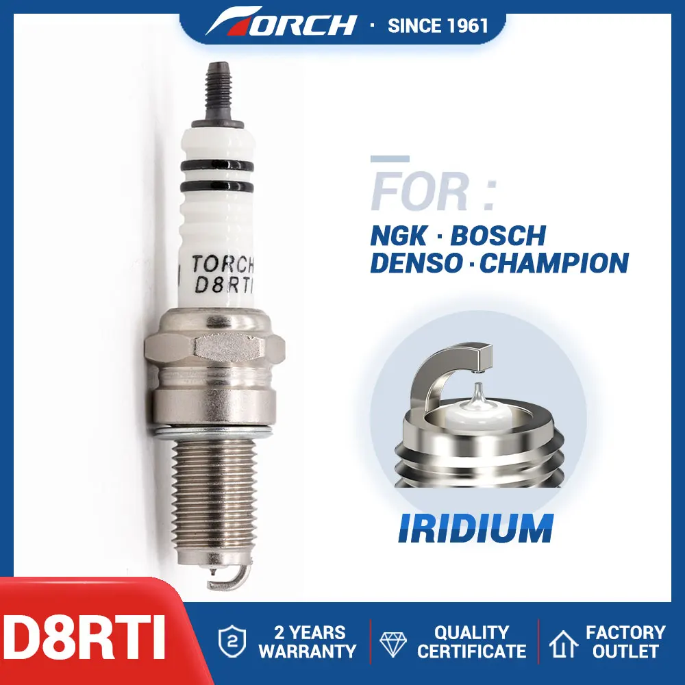 China Original Iridium TORCH Spark Plug D8RTI Replacement candles For Motorcycle ATV UTV Scooter Dirt Bike Go Kart Ignition