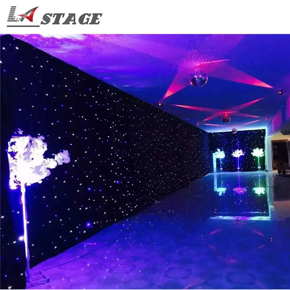 4m*6m White&Blue Wedding Led Dj Star Cloth  LED Curtain Cloth Background Stage Light DMX